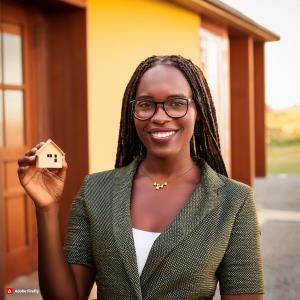 Lady holding a house model; Strathium